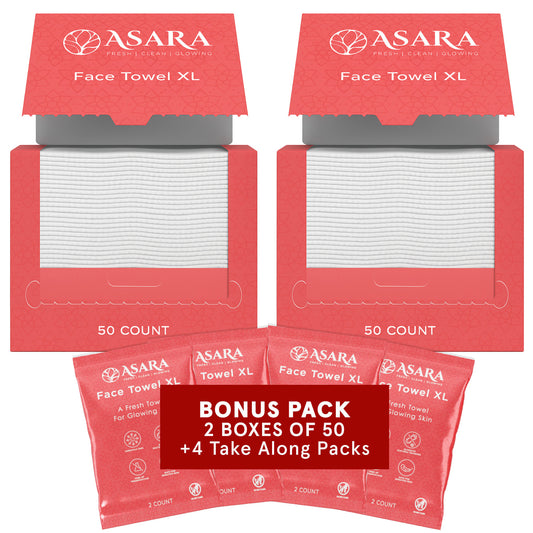 Asara Disposable Face Towel XL Facial Cleansing Wipes (100 Count)