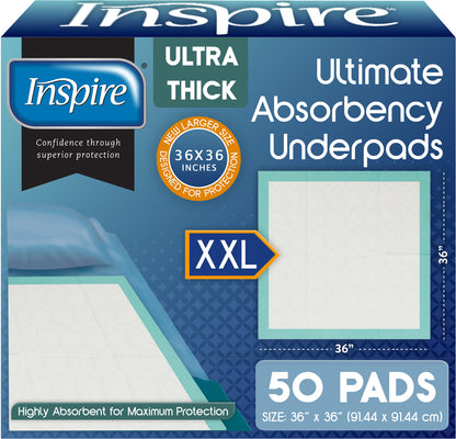 Inspire 36 x 36 Super Absorbent Bed Pads Incontinence Disposable