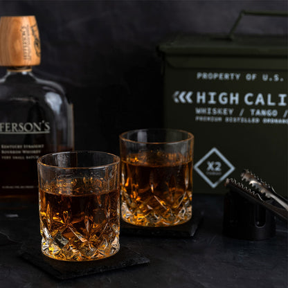  Whiskey Glasses and Whiskey Stones in Tactical Box 