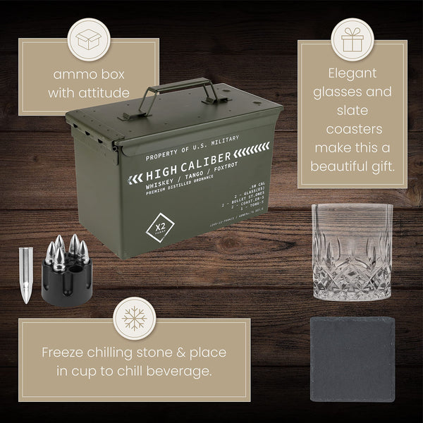 Chilling Whiskey Stones with Army Gift Crate