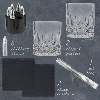  Whiskey Glasses and Whiskey Stones in Tactical Box 